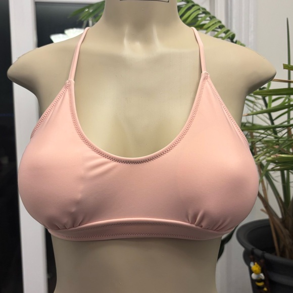 Brand New Pink Solid Lace Up Bikini with lace up straps design at back. Size:L - Picture 3 of 6